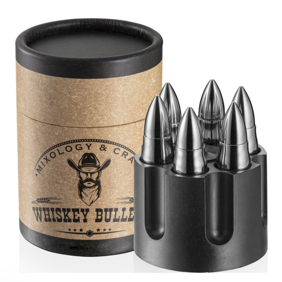 NIB Stainless Steel Bullet Stones Gift Set with Revolver Freezer Base - Picture 8 of 8